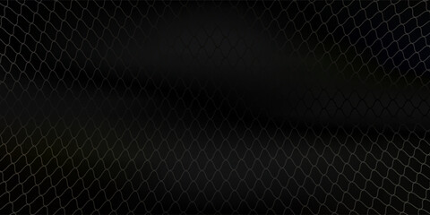Black metal chain link fence seamless pattern with hexagonal cell mesh and geometric structure