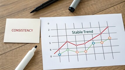 A graph illustrating a stable financial trend on paper