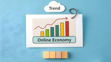 A flat arrangement illustrating online economy trend analysis