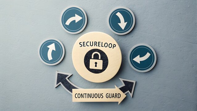 SecureLoop with arrows and lock symbol showing data protection - Powered by Adobe