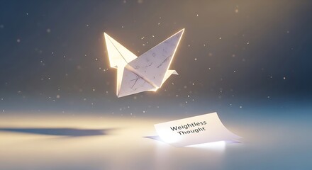 Envisioning weightless thoughts with a graceful origami crane, symbolizing dreams and aspirations taking flight, perfect for inspiring creativity and innovation in your projects