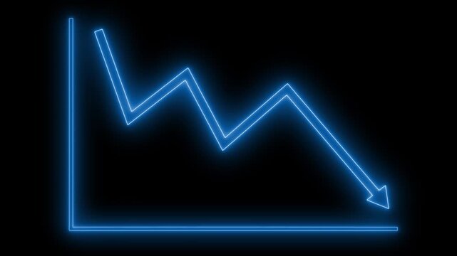 Neon Downward Trend Line Graph Animation