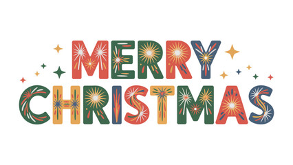 Festive Christmas Greeting: A vibrant and colorful design spells out Merry Christmas, perfect for holiday cards and seasonal projects. 