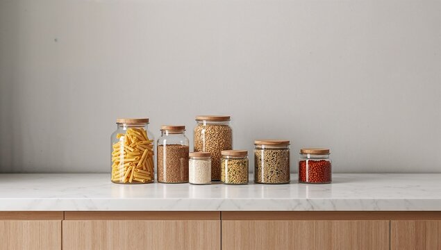 Zero Waste Kitchen Counter with Food Jars