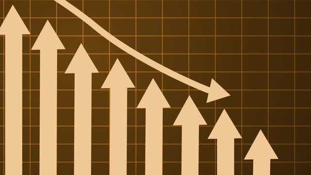 Stylized graph showing growth and decline, Animated Business Metrics Report