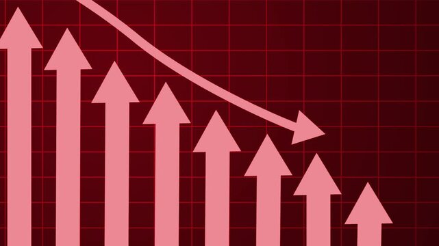 Stylized graph showing growth and decline, Animated Business Metrics Report