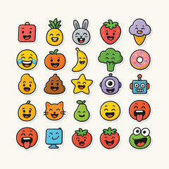 Cartoon caracter fruits and vegitable vector illustration