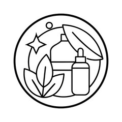 Modern cosmetic eco-label icons, cruelty-free, no parabens, zero waste concept, outline vector, black and white.