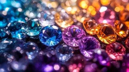 A variety of diamonds and tools for processing them against a dark background, emphasising the process of creating jewellery. Suitable for articles on jewellery art, advertising master classes  