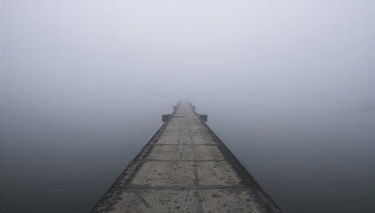 Foggy Bridge Vanishing into Mist