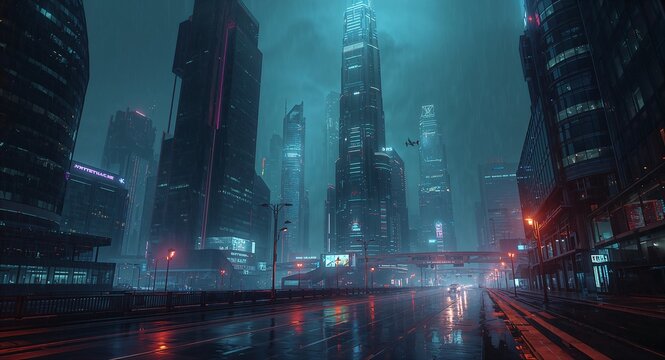 Futuristic Neon Cyberpunk Cityscape