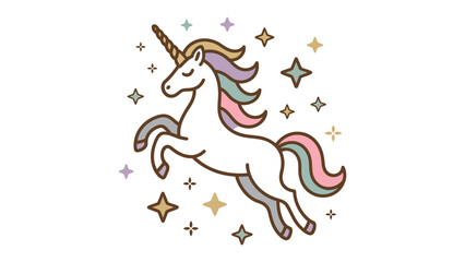 Mythical Grace: A Whimsical Unicorn Rises Amidst Shimmering Stars, Exuding Magic and Wonder © Abdul