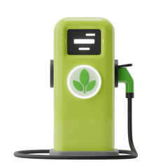 A light green electric car charger on transparent background