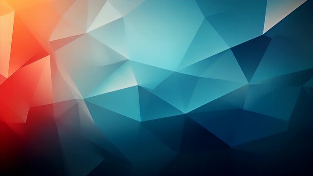 Digital art wallpaper background. abstract geometric background with overlapping triangles in shades of blue, orange.