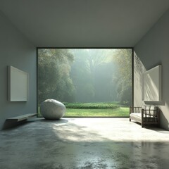 Modern Minimalist Interior Design With Garden View