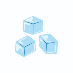 Three refreshing light blue ice cubes vector illustration, perfect for drinks, summer, and cold beverage designs