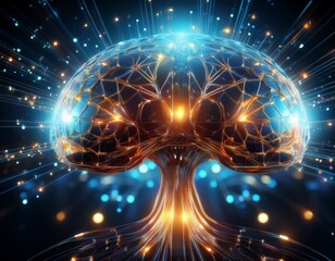 a digital brain with glowing neural connections a futuristic 3d visualization of artificial intelligence