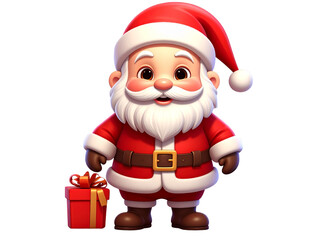 Obraz premium Santa Claus Character Isolated on Transparent Background — Cute Christmas Illustration, Generative AI