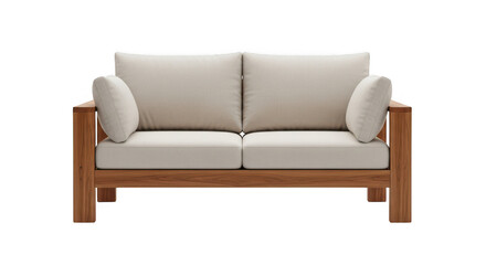Fototapeta premium Elegant loveseat featuring a sturdy wooden frame and comfortable cushions