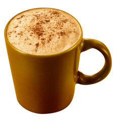 caneca com cappuccino com canela isolado em fundo transparente