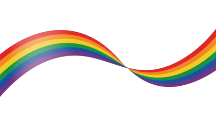 Wavy rainbow ribbon flowing abstractly, representing lgbtq+ pride and diversity on black background