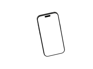 High-quality image of a black smartphone with a blank screen, perfect for app presentations or website mockups.  Isolated on white background.
