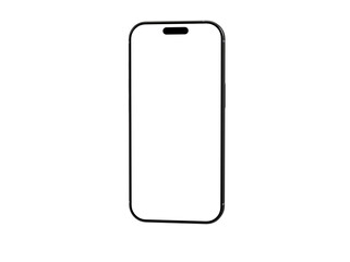 Clean image of a black smartphone with a blank screen, perfect for app presentations or website mockups.  Isolated on white background.