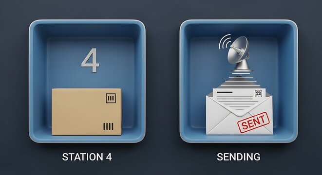Sending and Receiving - Station 4 Communication Process Illustration.