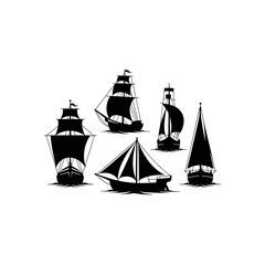 Sailing ships in line art style nautical adventure