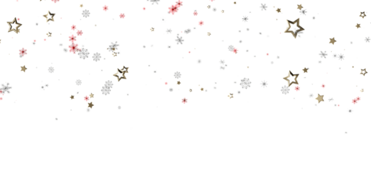 Festive background with gold stars, red and white snowflakes on a white backdrop, perfect for Christmas, winter and holiday themed designs.