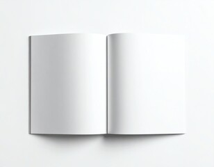 Blank open book white background perfect for mockups, design presentations, or showcasing minimalist concepts in editorial layouts and advertising projects.