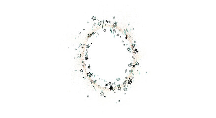 A beautiful starry circle on white. Perfect for designs related to celebration, holidays, and celestial themes. Ideal for backgrounds, invitatio