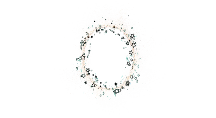 Abstract glittery star circle frame design element on white. Perfect for holiday or celebratory concepts, conveying themes of magic, happiness,