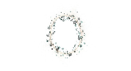 Decorative frame of stars isolated on white, great for design, invitations, greeting cards, holiday decor or party materials.