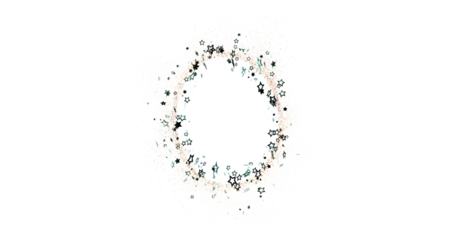 Decorative starry wreath on a white background. Perfect for celebrations, holidays, or adding a touch of elegance to your design projects.