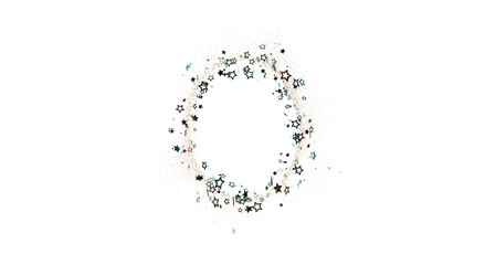 Festive star circle with glitter on white background, perfect for Christmas, new year, birthday, celebration, greeting cards and designs.