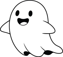 Cute ghost cartoon character isolated on white background