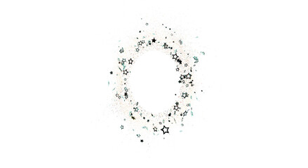 Abstract star-shaped frame with small stars scattered on a white background, ideal for design projects, invitations, and festive concepts.