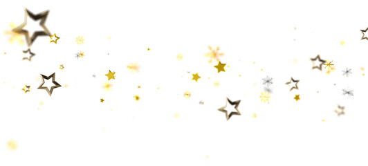 Abstract background of gold stars falling against a white backdrop. Perfect for celebrations and festive designs.