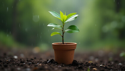 young plant in a pot