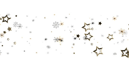 Elegant holiday design with gold stars and snowflakes. Perfect for cards, banners, and more!