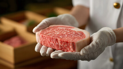 
Large Wagyu meat,Wear clean gloves and keep your face hidden
