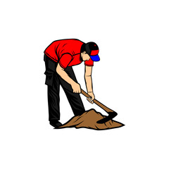 a man digging the ground vector illustration