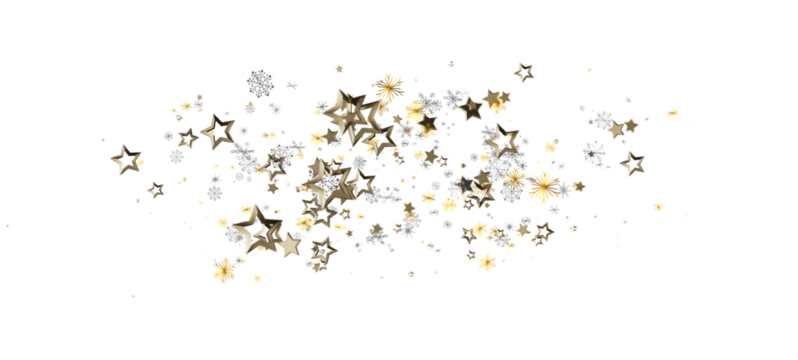 Festive background of gold stars and glitter on white. Perfect for holidays, celebrations, Christmas, New Year and other special events. Use it