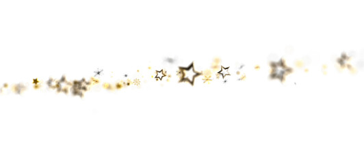 Abstract image of golden stars on white background. Perfect for festive projects, Christmas, birthday, new year, or any celebration. Ideal for d