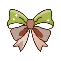 Cute bow tie with green and brown colors