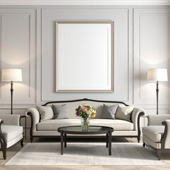 Fototapeta premium Elegant living room with ornate wall paneling