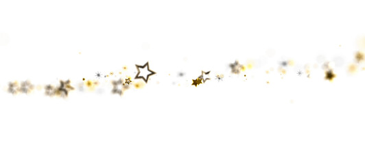 Abstract image of a golden star trail against a white backdrop. Perfect for celebration, holiday, and festive designs.