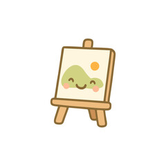 Cute Canvas on Easel Icon &ndash; Kawaii Flat Vector Illustration for Art, Creativity, and Painting Studio Design