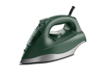Dark green electric iron with silver soleplate